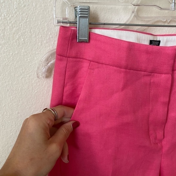 J.Crew Women’s Kate Straight Leg Linen Blend Pants Pink Size 00 Business Casual - Picture 5 of 11